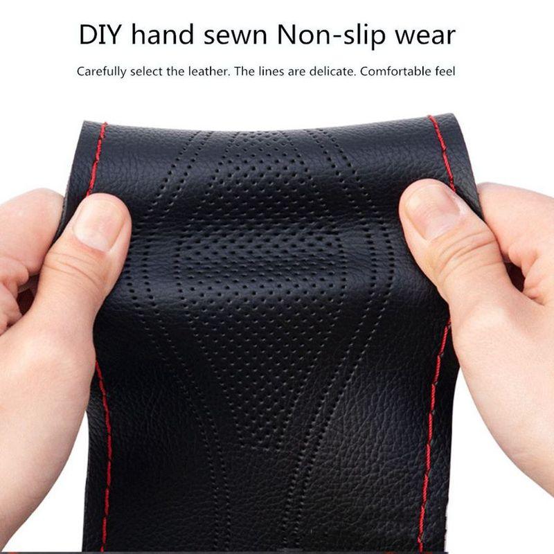 DIY Hand-sewing 38cm Car Steering Wheel Cover Fiber Leather braid Steering Wheel Cover Needle and Thread Interior Car accessorie