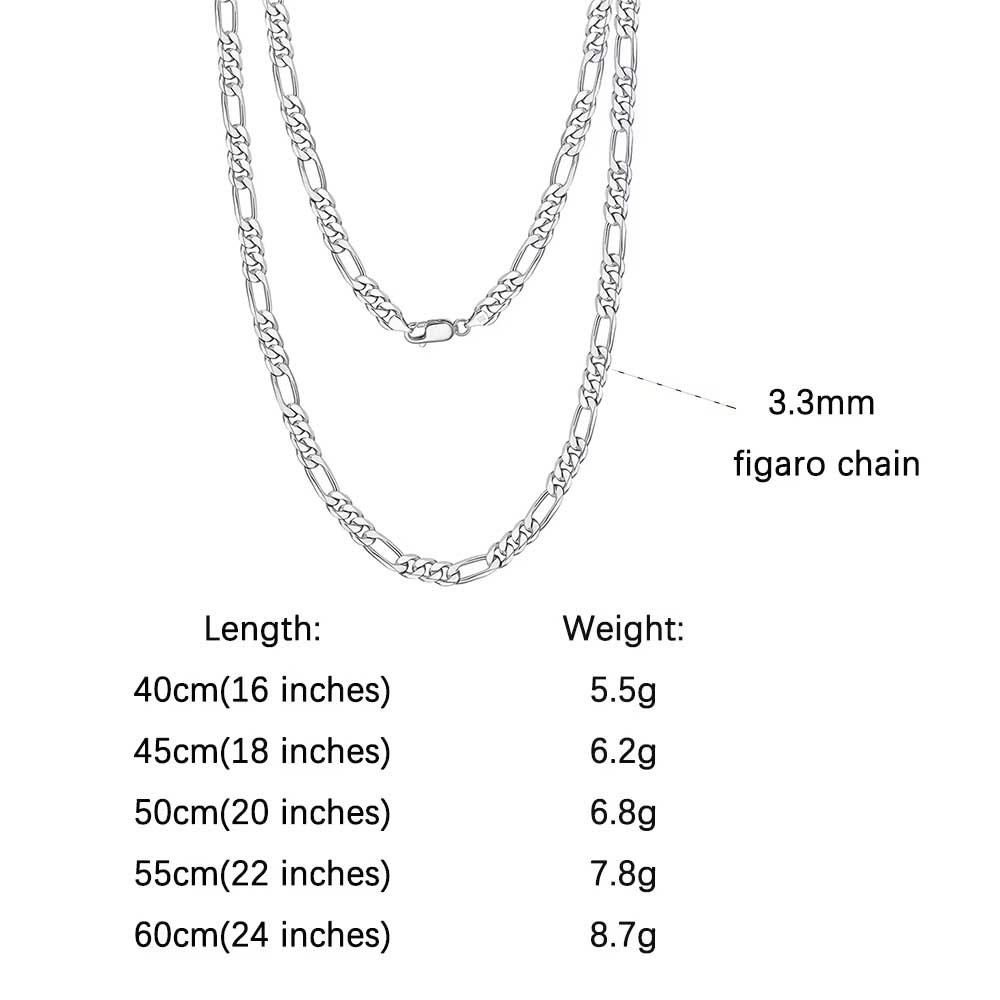ORSA JEWELS Trendy pánský dámský řetízek Figaro 3,3/5/7 mm Figaro řetízek s diamantovým brusem Šperky ze stříbra 925 Party dárek OSC34