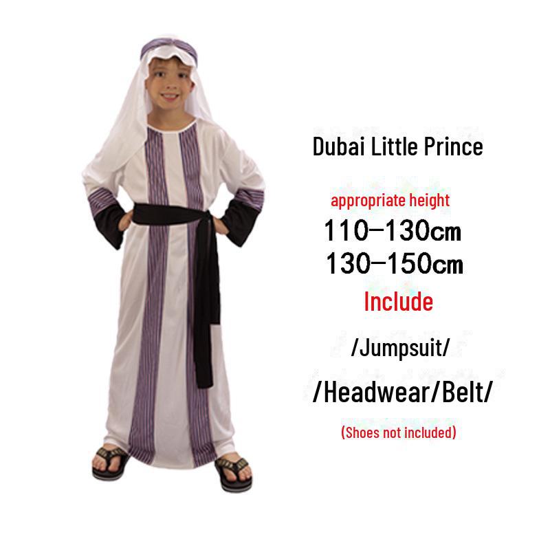 Kostium Arabskiego Księcia na Halloween dla Dorosłych - Szaty Damskie i Męskie, Styl Bliskowschodni z Akcesoriami dla Dzieci i Dorosłych