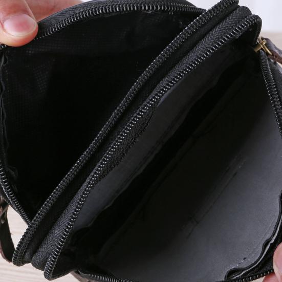 Herren Kunstleder Doppelschicht Handy Hüfttasche Outdoor Sport Wandern Klettern