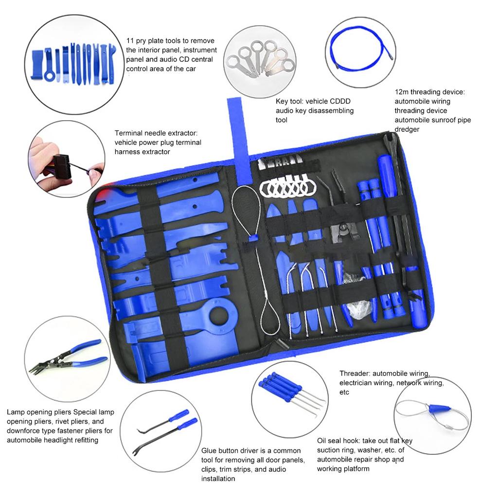 43 buc. Instrumente de reparare a radioului auto Kit de demontare autior Instrument de îndepărtare a ornamentelor din plastic Instrumente DIY pentru panouri pentru ornamente automate