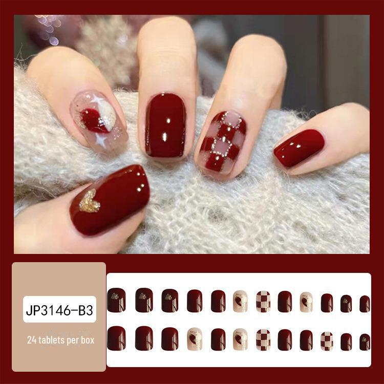 Reusable Blush Nail Art Set: 24 Detachable Wearable Nail Stickers