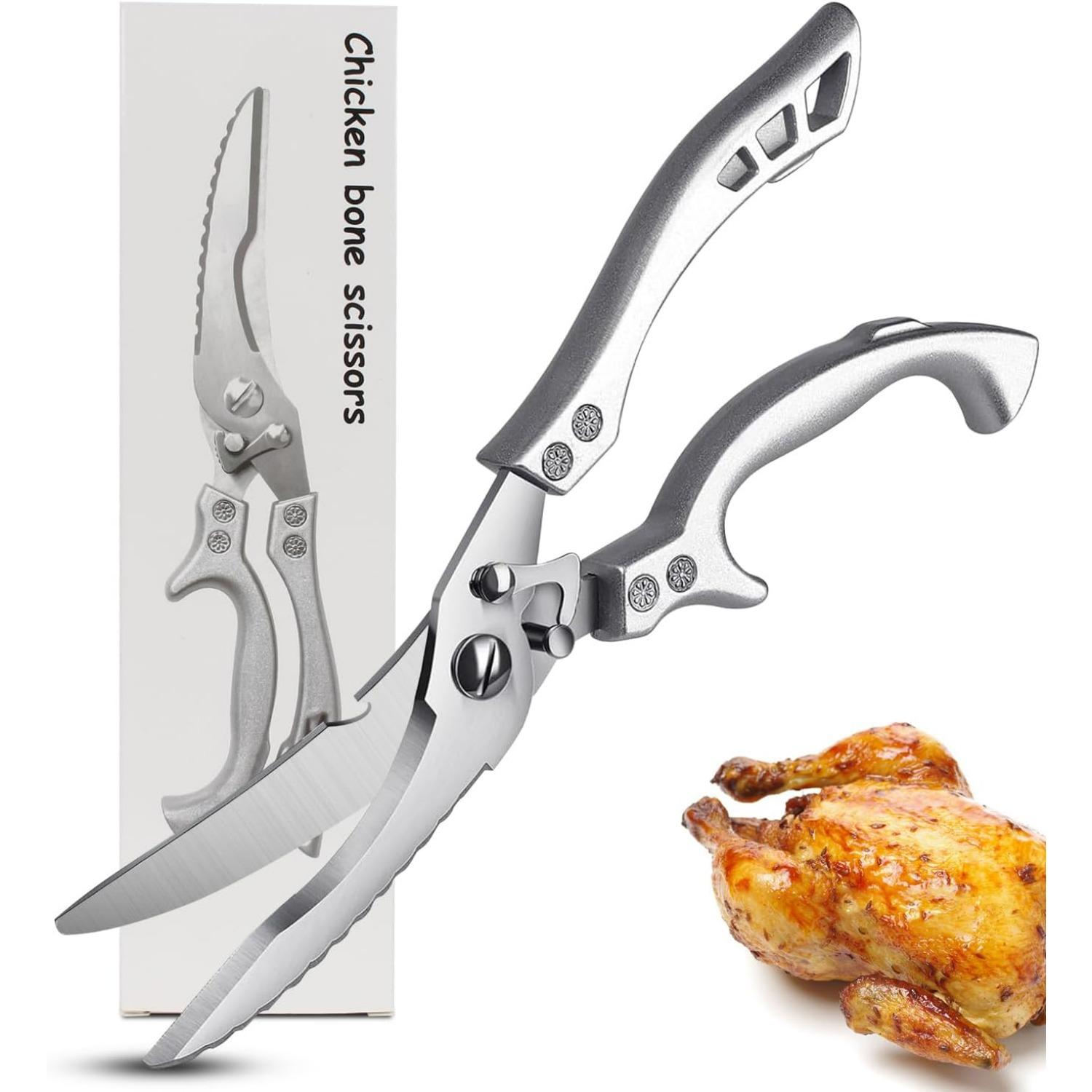 

Kitchen Scissors, Heavy Duty Stainless Steel Sharp Kitchen Cooking Shears with Serrated Edge Safety Lock Hang Hole B2