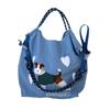 2024 Japanese-Style Cute Dog Embroidered Nylon Eco-Friendly Shoulder Shopping Bag