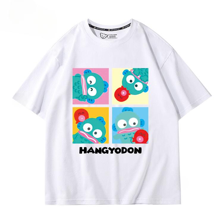 

Hangyodon Harajuku creative pattern T-shirt men s casual comfortable summer 100% cotton T-shirt trend fashion loose T-shirt S