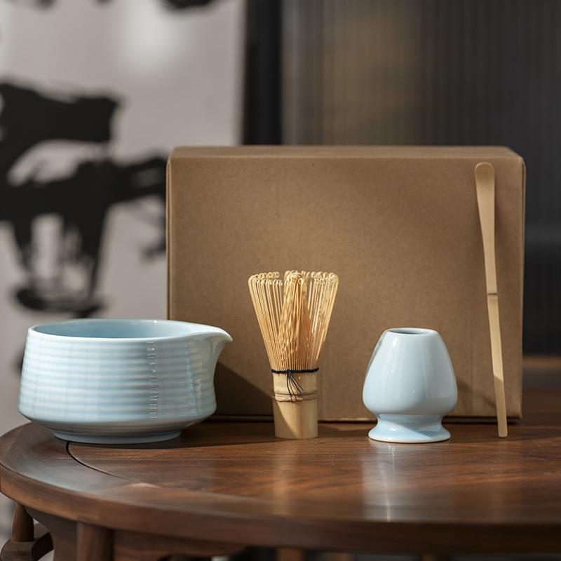4Pcs/Set Japanese Matcha Tea Set Bamboo Matcha Whisk Scoop and Holder Matcha Bowl Tea Maker Tool Set Ceremony Accessories New