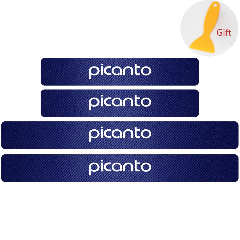 AANT1 4Pcs Carbon FiberCar Door Threshold Sticker Decal For KIA Sorento Optima Carnival K6 Sportage 3 4 Picanto KX1 RIO pv5 ev6 ev5 K3