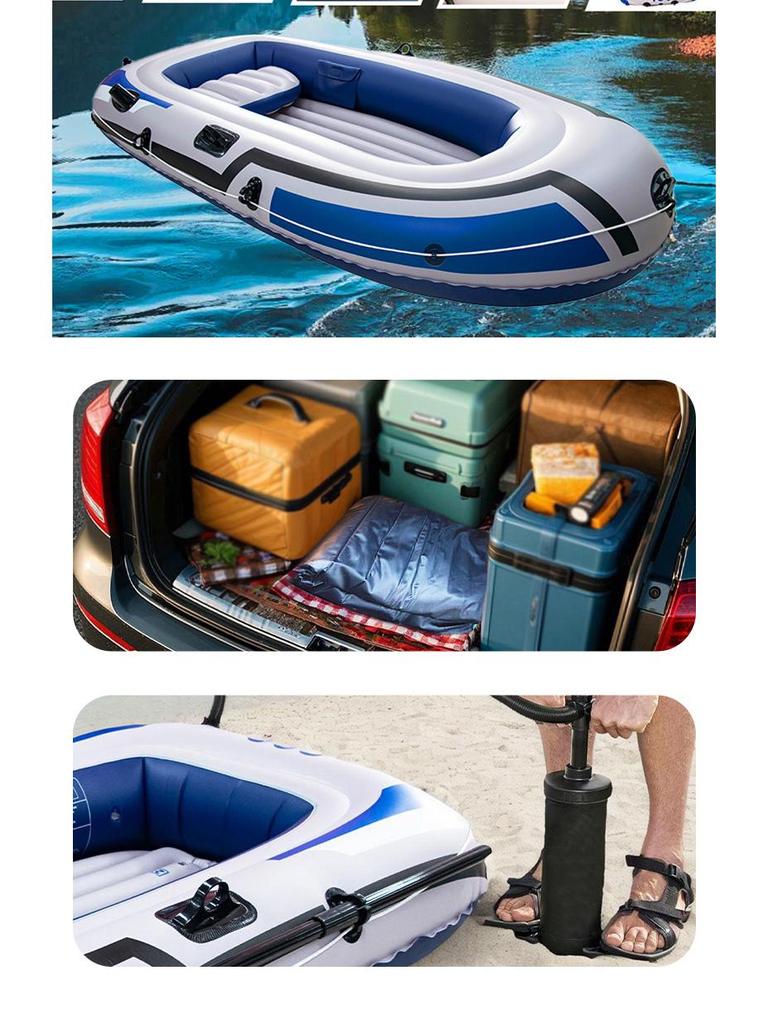 Inflatable Kayak and Hovercraft: Durable Rubber Boat for 2-4 People, Ideal for Fishing and Recreation.