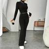 2 ks/sada Podzim Zima Dámské Top Kalhoty Set Polovysoký límec Dlouhé Rukávy Mikina Slim Fit Vysoká