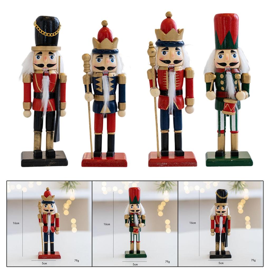 Wooden Christmas Nutcracker Traditional Classic Decoration Christmas Ornament for Kids Gifts Home Centerpiece Parties Table