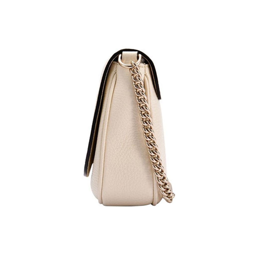 Gucci Imprinted Logo Chain Tassel Leather Shoulder Bag Women Shoulder Bag White 536224-A7M0G-9522