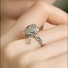 Vintage Style Adjustable Ring with Ornate Floral Pattern and Small Hanging Charm Unique Design for Daily Wear and Special Occasions