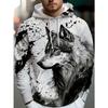 Animal Wolf graphic Men's Fashion 3D Print Outdoor Hoodie Streetwear Hoodies Hooded Front Pocket Designer Hoodie Sweatshirt