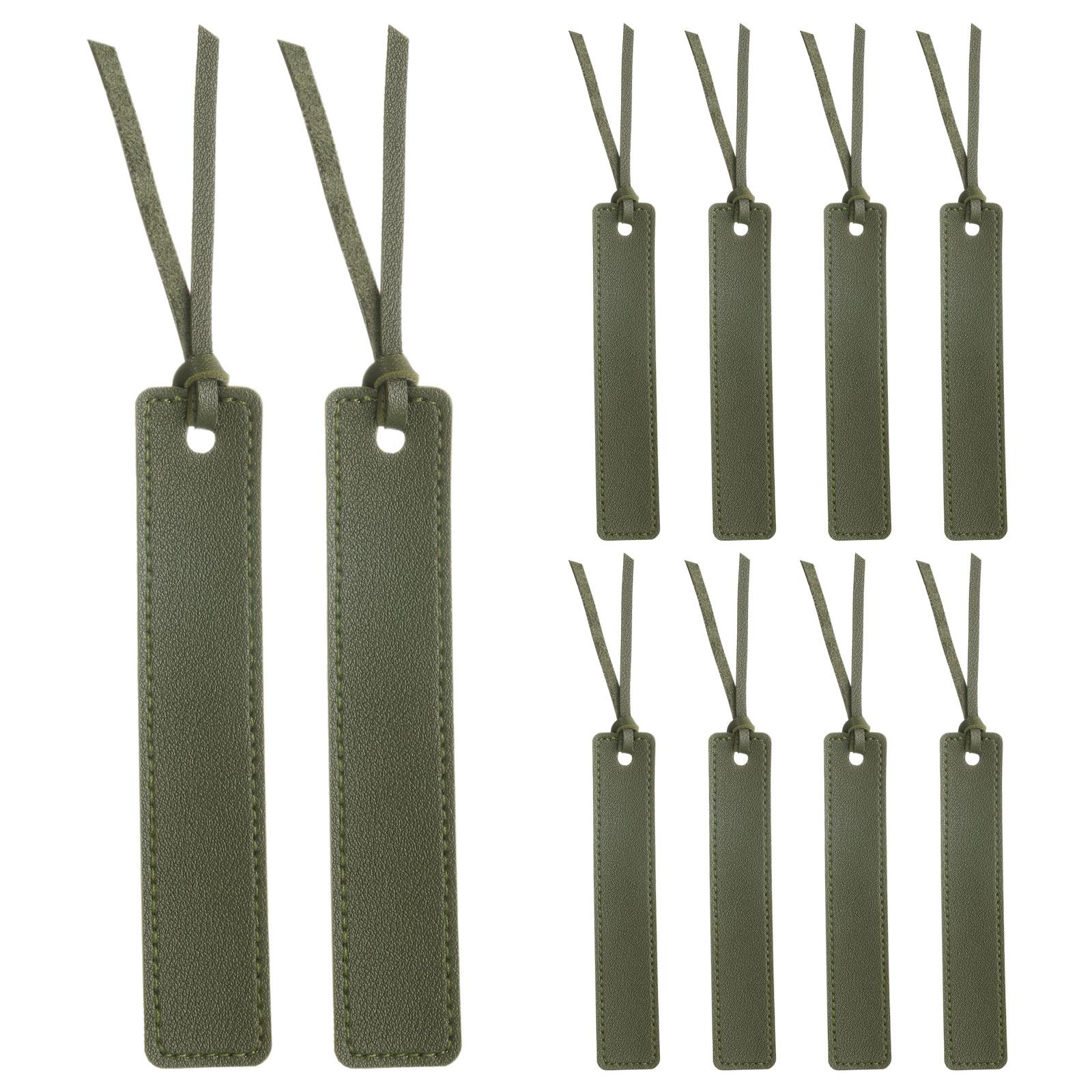 

10Pcs Leather Bookmarks Personalized Handmade Leather Tag Read Marks Page Markers with Leather Rope Reader Pager Bookmark Holder зелёный