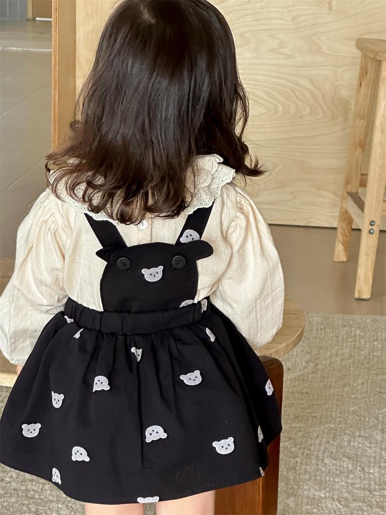 Frühlings- und Herbstkleidung für Mädchen, Frühlingskleidung für Kinder, Kinderkleidung, zweiteiliges Set aus Jeansrock mit Trägern für Babys