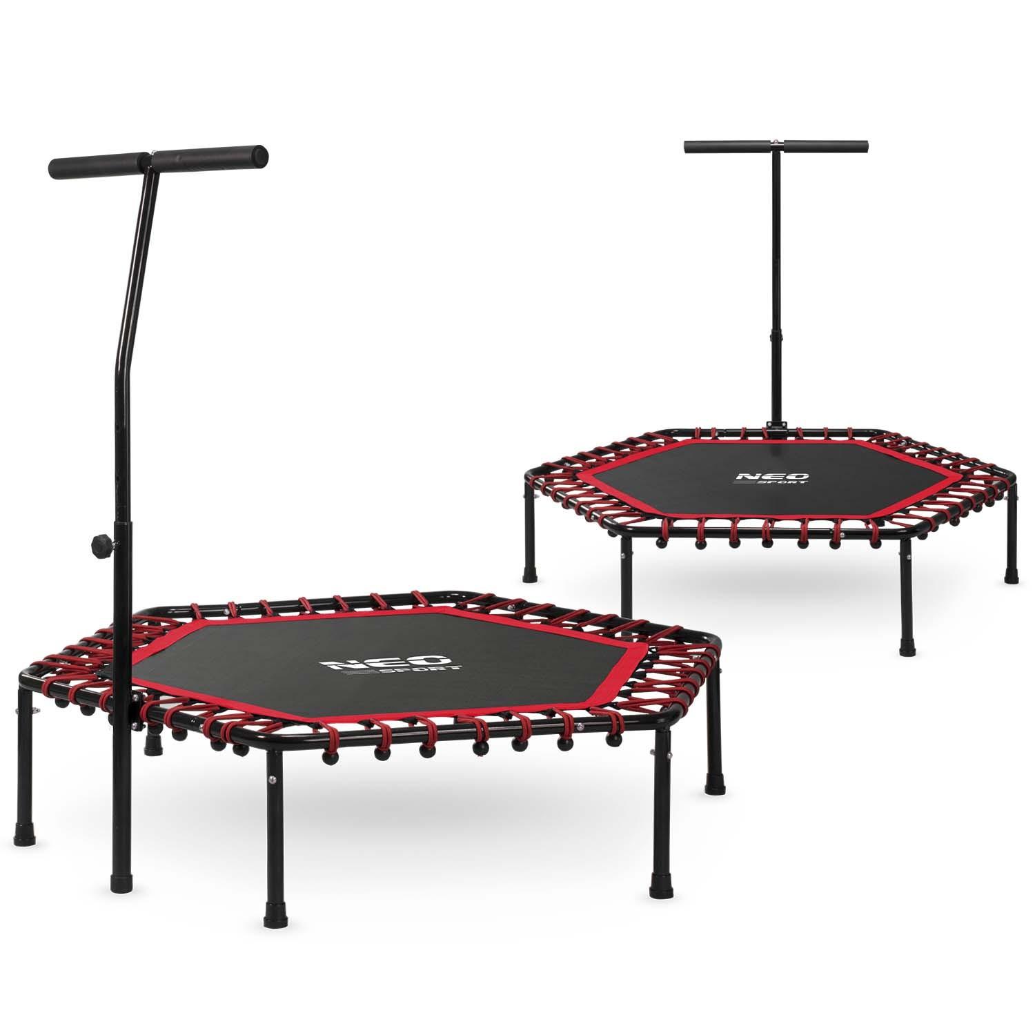 Neo-Sport Fitness trampolína s madlem 127 cm - Šestihranná červená