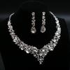 3pcs Luxury Elegant Zircon Set Teardrop Shaped Wedding Necklace Earring Fashion Party Bride Copper Zircon Set Accessorie Gift