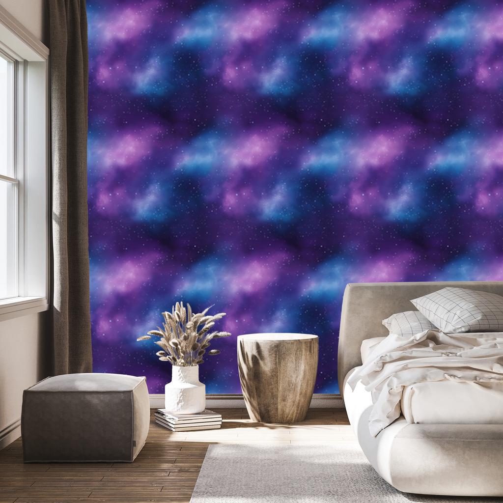 Watercolor Galaxy Wallpaper Blue, Violet, Indigo and Navy Blue 50x1000