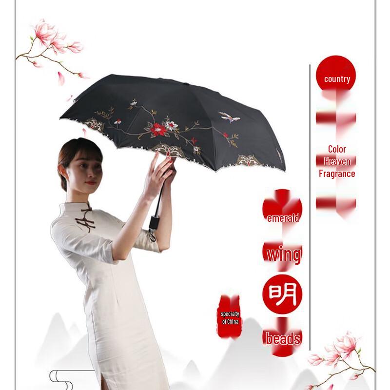 TreeNeighbor Ancient Style Embroidered Sun Umbrella