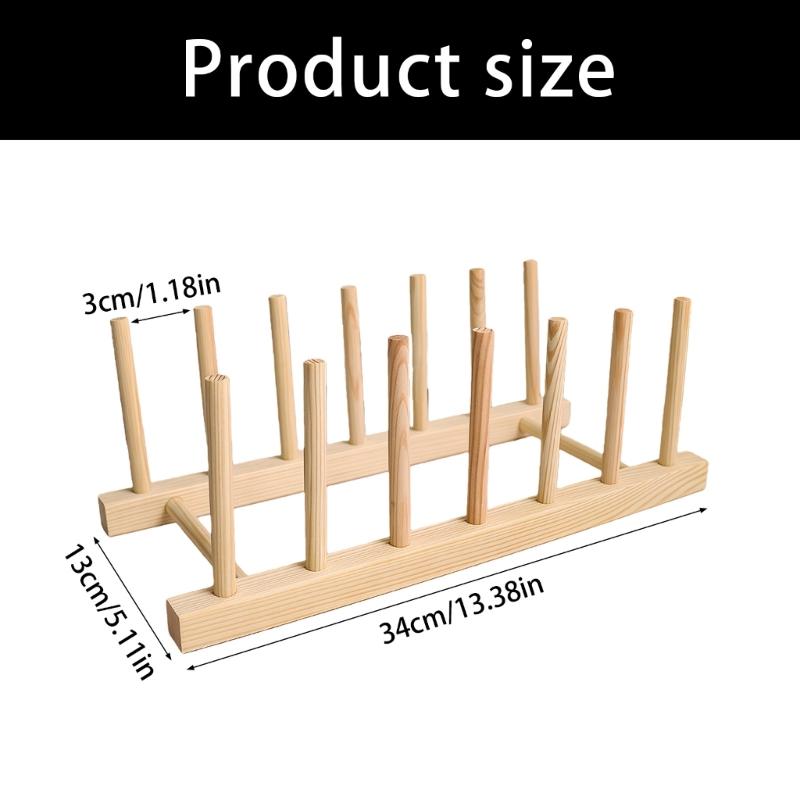 2Pieces Natural Wood Dish Rack Dish Drainer For Cups Bowls And Cutlery Storage For Home Kitchen Organization Accessory