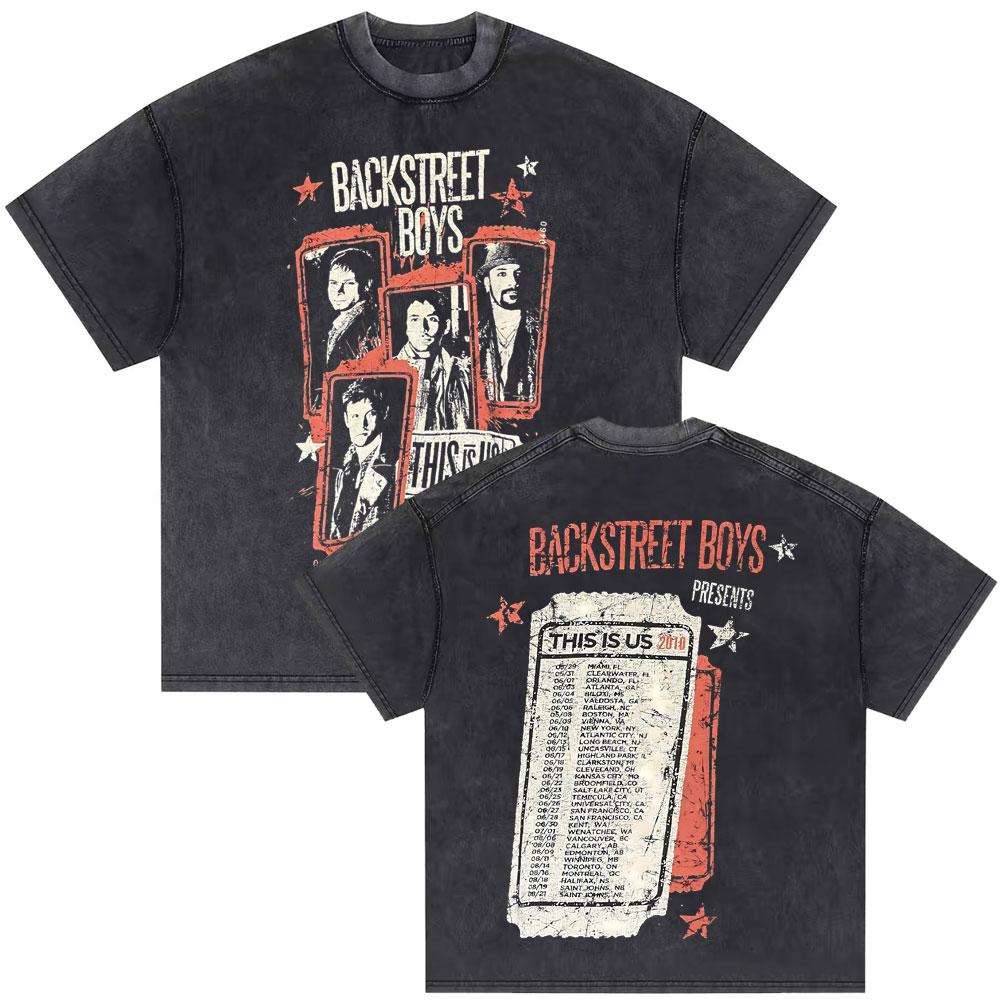 Washed Vintage Backstreet Boys Presents This Is Us 2010 Tour T Shirts Men s Casual Oversized T-shirts Boy Band Bsb Group Tshirt S разноцветный