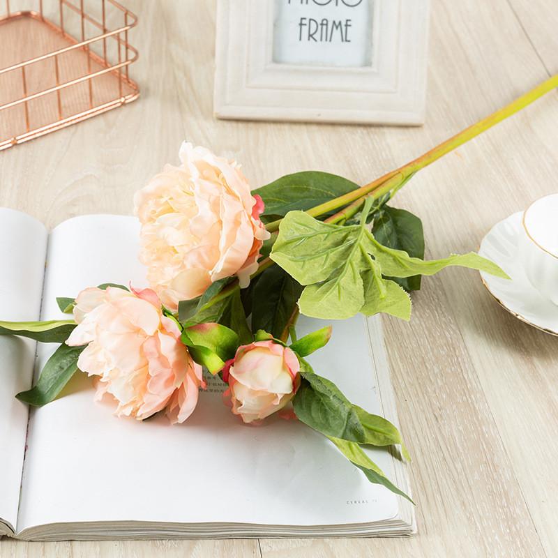 Peony Artificial Flower Decor With Silk Material For Wedding Home Office Display