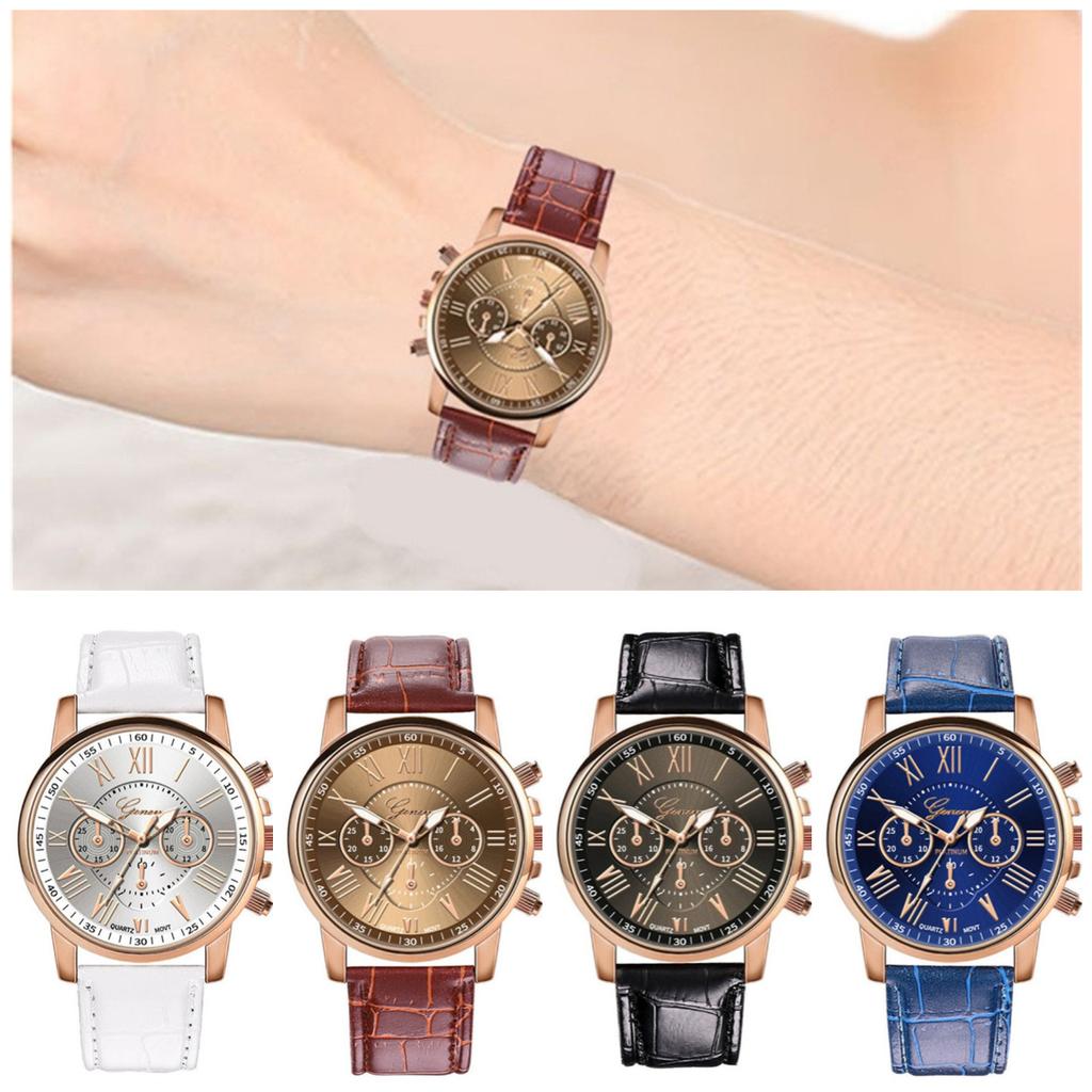 Women Leather Classic Quartz Watch Fashionable Wristwatch Accessory Gifts Girls