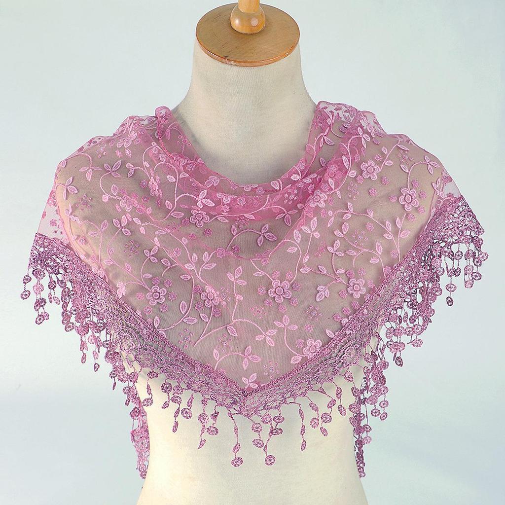 Sciarpa a scialle triangolare con stampa floreale, moda donna per primavera e autunno