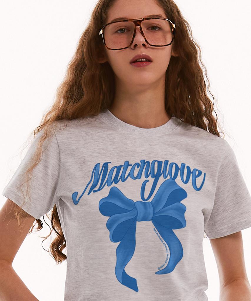 MATCHGLOBE Big Ribbon Crop Top (Light Melange)