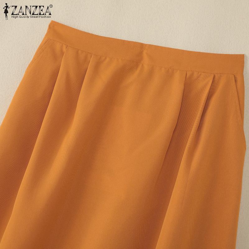 ZANZEA Women Casual Elastic Waist Loose Summer Skirts