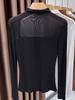 Women's Semi-High Neck Lace Mesh Top - Solid Color, Early Autumn 2025 Collection.