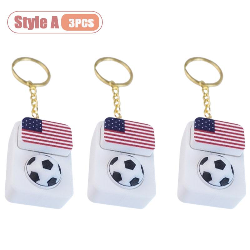 1-10PCS Soccer Fan Collectible Keychain Spinning Clicker Stress Relief Fidget Toy with Flag Pendant Memorial Gift