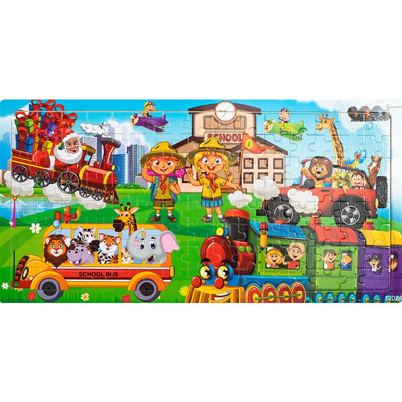 

Деревянный пазл из 120 деталей, детский пазл с животными, динозаврами, мультяшным самолетом, пазл для раннего развития ребенка, игрушка-конструктор