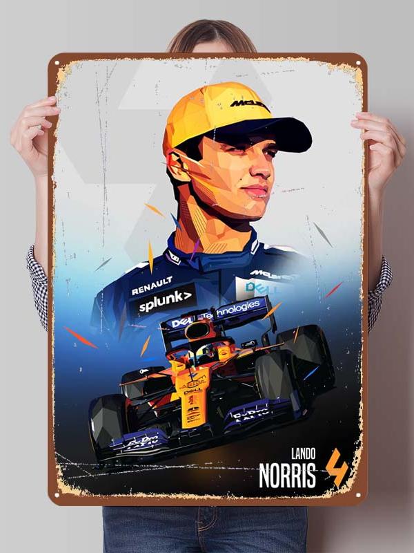 Lando Norris Racer Posters F1 Racing Metal Signs Gaming Room Decoration Custom Tin Plates for Wall Art Decoration Retro Decor