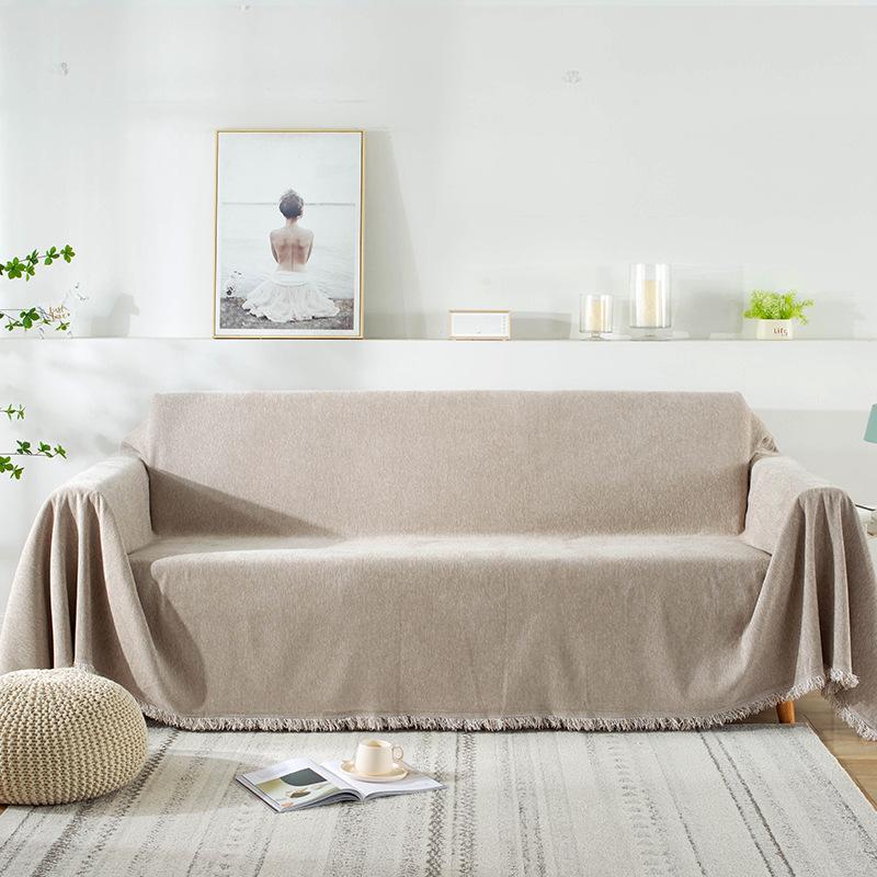 Cream Wind Snow Neil Sofa Towel Full Coverage Warm Nordic Blanket Solid Color Fashion One Piece Dust-proof Tassel Chair Mat
