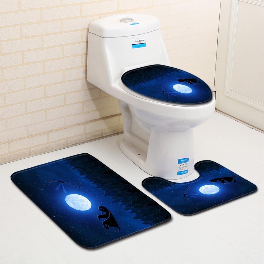 Christmas Bathroom Floor Mat Toilet Three-Piece Set