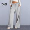 Women Sweatpants Elastic Mid-rise Adjustable Drawstring Straight Wide Leg Jogger Athletic Pants with Pockets Loose Fit Yoga Trousers