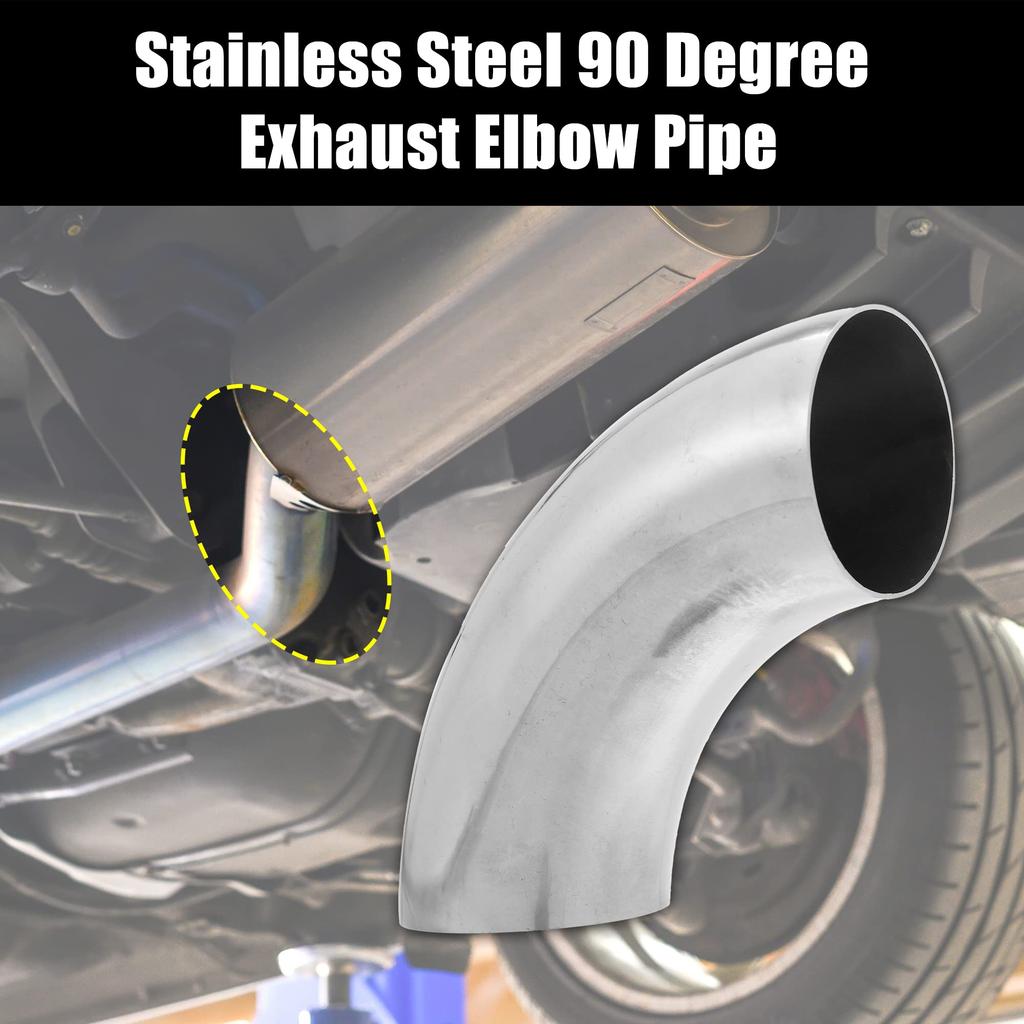 uxcell SS304 90 Degree Mandrel Bend Elbow, Stainless Steel, Exhaust Elbow Pipe, Modified Car