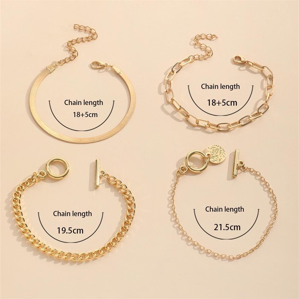 4PCS Minimalist Gold Snake Bone Chain Bracelet Set, Trendy Layered Jewelry, Fashion Holiday Gift Accessories for Women