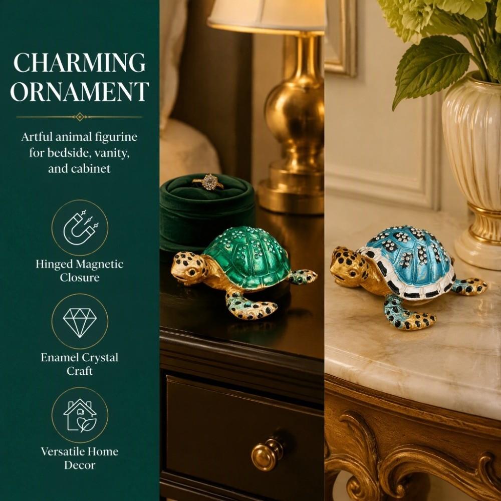 Zinc Alloy Material Turtle Trinket Boxes Two Color Option Jewelry Trinket Boxes Home Decoration