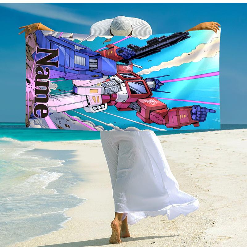 Personalized customized proof beach towel with Optimus Prime pattern - soft, absorbent,quick-drying,perfect swimming,camping&bathing