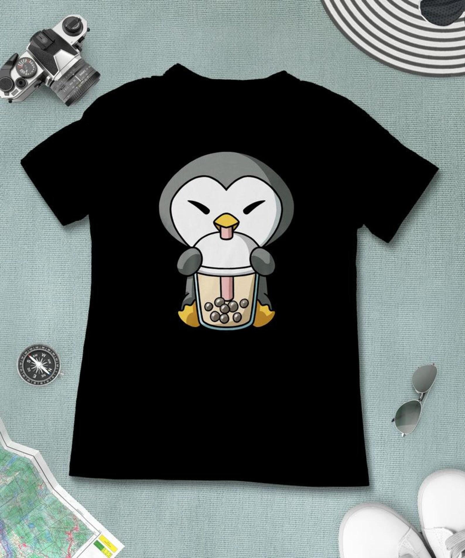 Boba Milk Tea Penguin T-Shirt, Funny Boba Milk Tea Shirt, Bubble Tea T-Shirt, Kawaii Japanese Anime Gift XL