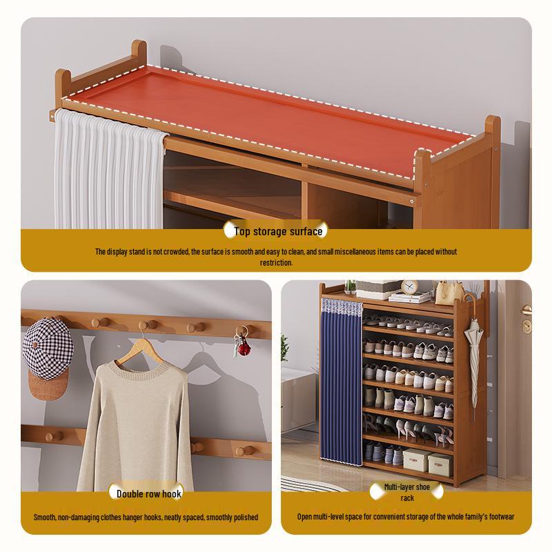 Multi-layer Dustproof Bamboo Shoe Rack for Entryway