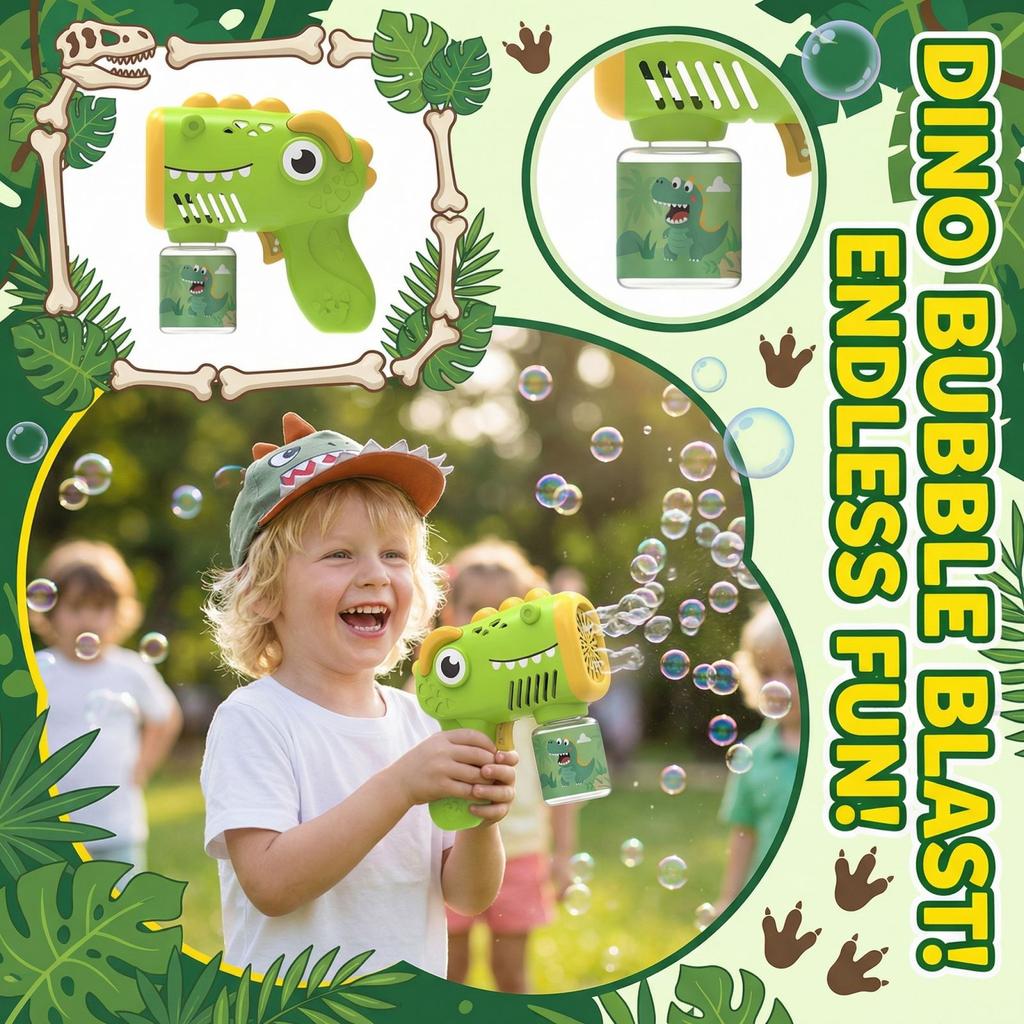 Dinosaur Themed Automatic Bubble Machine Battery Version Handheld Bubble Toy (Without Battery)180ml
