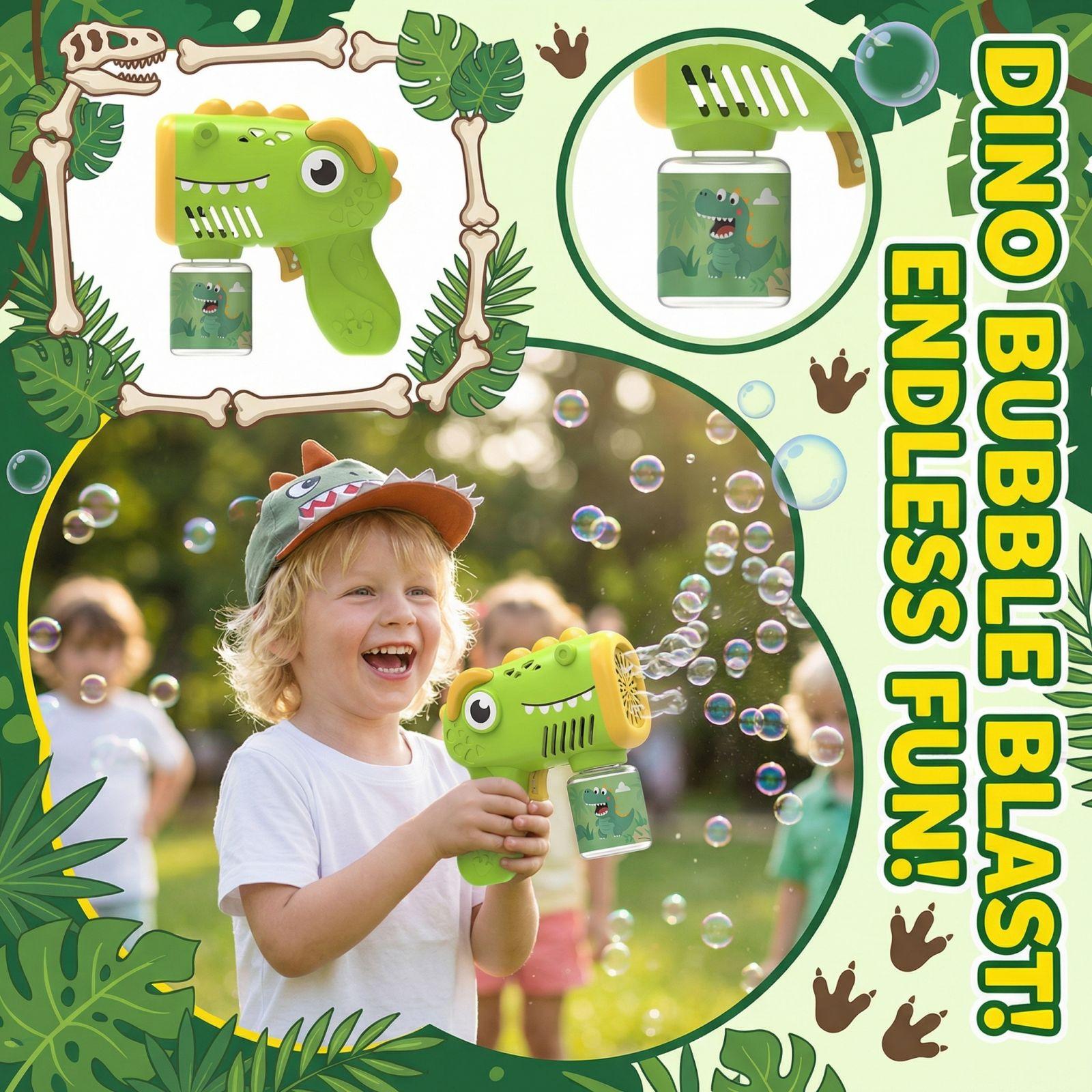 Dinosaur Themed Automatic Bubble Machine Battery Version Handheld Bubble Toy (Without Battery)180ml зелёный