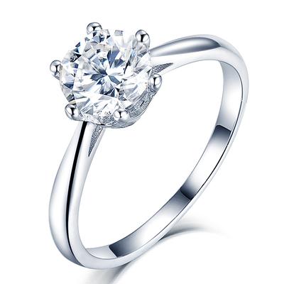Prawdziwe 925 srebro D kolor pierścionek Moissanite brylantowy szlif diamentowy Test przeszedł sześć pazurów Moissanite pierścionki dla kobiet biżuteria
