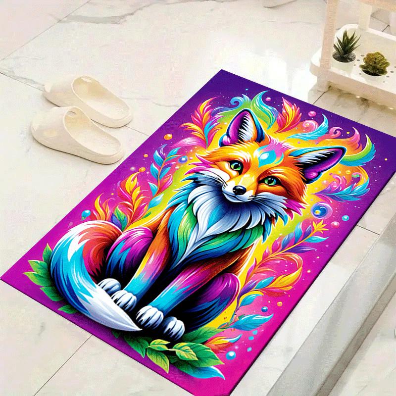 

1pc Colorful Fox Design Area Rug - Soft, Anti-Slip, and Durable Gaming Room Decor for Bedroom 60cm by 90cm