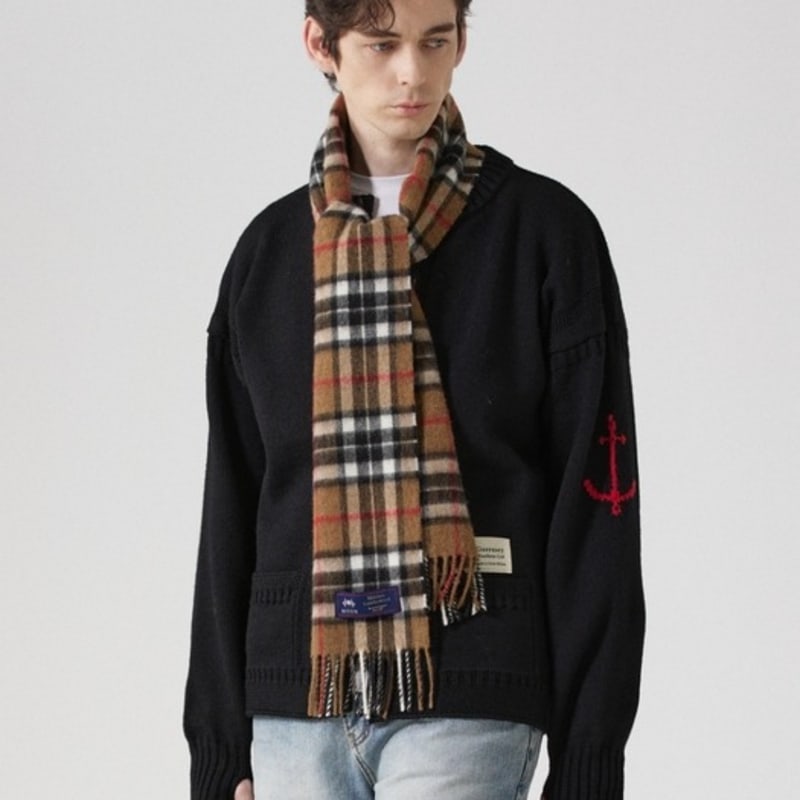 ABRAHAM MOON Merino Wool Muffler 25cm - Camel Thompson