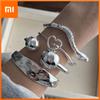 100% Solid 925 Sterling Silver Metal Bracelet for Women Vintage Handmade Simple Retro Double Balls Bracelet Birthday Gift Party