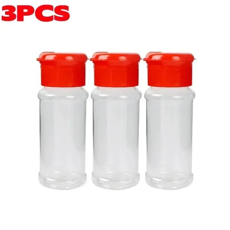 Portable Spice Jar with Shaker Lid Clear Plastic Seasoning Bottle Set BBQ Camping Salt Pepper Shaker Kitchen Gadget Food Trucks
